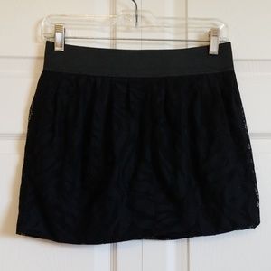 Armani Exchange Black Lace Skater Mini Skirt